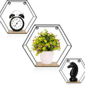 3Er Hexagon Wandregal Set, Schwarze Metall Schweberegale Mit Holzablage, Modernes Wabenregal Für Wohnzimmer, Schlafzimmer, Küche & Büro, Stabiles Stahlrahmen Regal Mit Schrauben & Montagezubehör