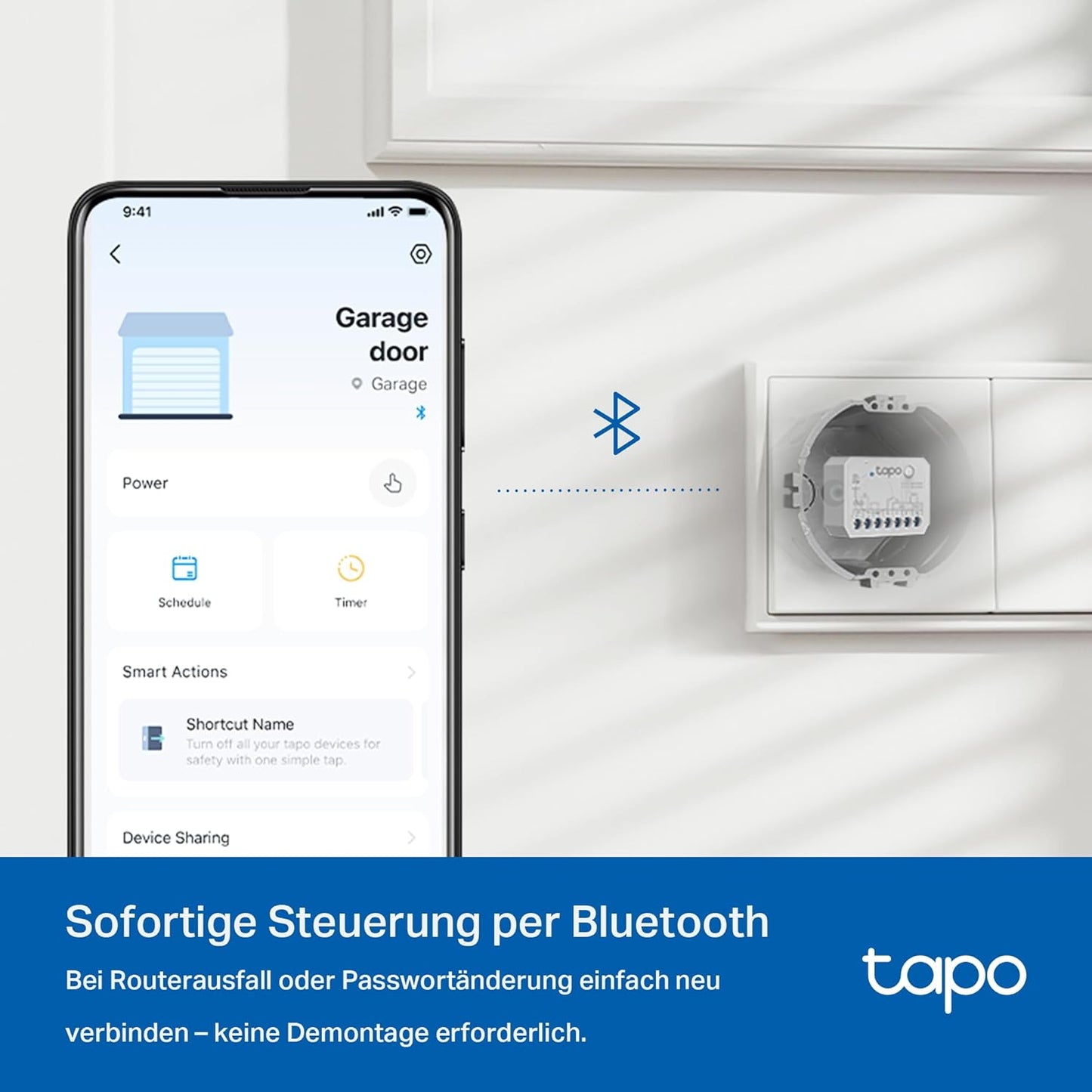 Tapo S110E WLAN Und Bluetooth Smart Relaisschalter, Dry/Wet Contact, 1 Kanal, 10A, Lichtschalter, Garagentoröffner, Energieerfassung, Kompatibel Mit Alexa, Matter, Kein Hub Erforderlich