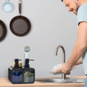 Küchenhandseifen- Und Spülseifenspender-Set, Doppelseifenspender Mit Schwammablage Und Bürstenhalter, 4-In-1-Organizer Für Küchenspüle, Arbeitsplatte, Nützliche Küchenhelfer, Schwarz