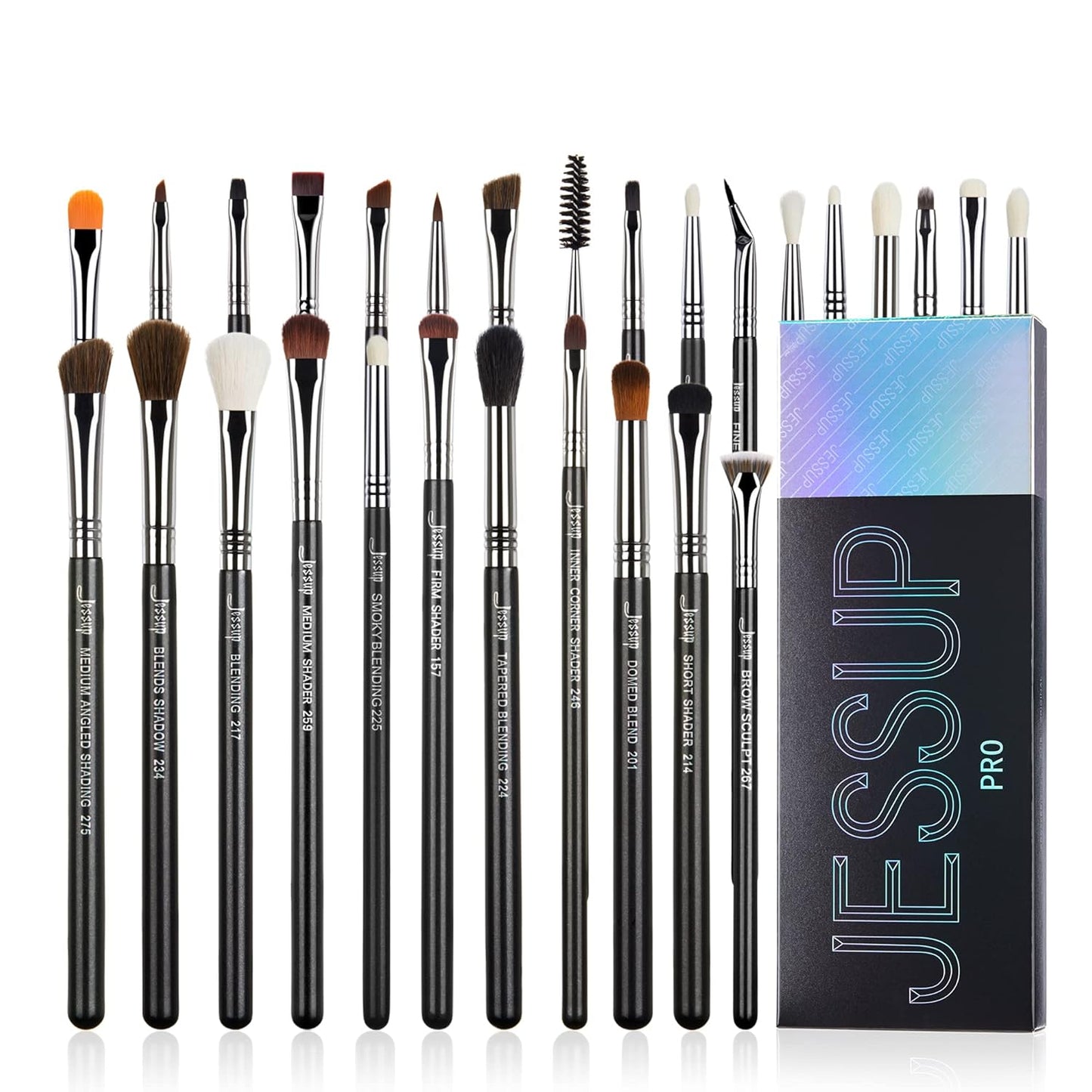 Jessup Pinselset Makeup Pinsel Lidschattenpinsel Set 28 Stk Augenpinsel Set Professionelles Augen Make up Pinsel Set Augenpinselset Lidschattenpinselset Eyeshadow Eye Brush Set Schwarz Silber T341