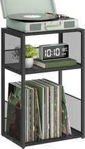 VASAGLE Plattenspieler-Ständer, 3 Etagen, Beistelltisch, Aufbewahrung Von Schallplatten, Bis Zu 100 Alben, Tisch Für Wohnzimmer, Schlafzimmer, Ebenholzschwarz LET275B01