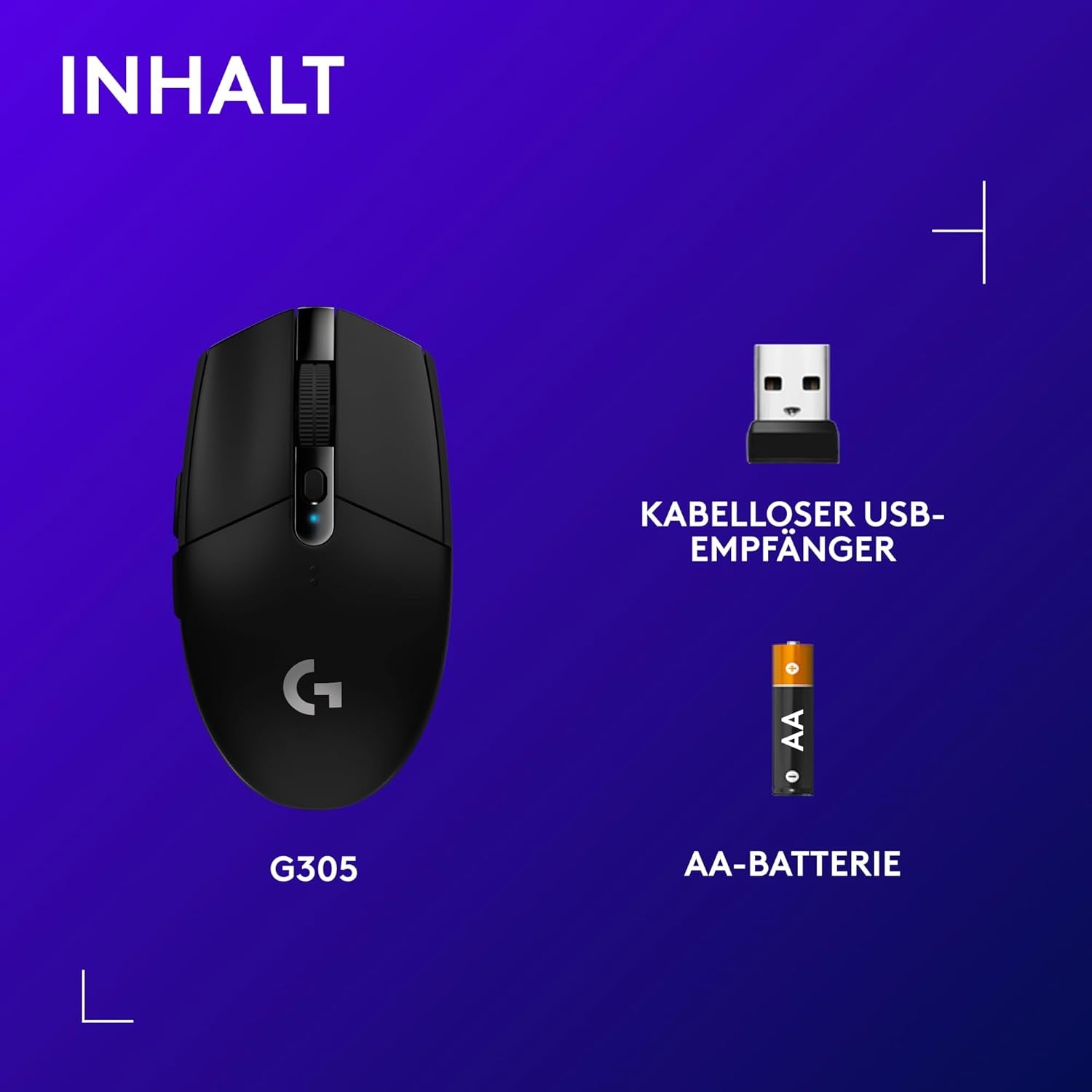 Logitech G305 LIGHTSPEED Kabellose Gaming-Maus Mit HERO 12K DPI Sensor, Wireless Verbindung, 6 Programmierbare Tasten, 250 Stunden Akkulaufzeit, Leichtgewicht, Pc/Mac - Schwarz