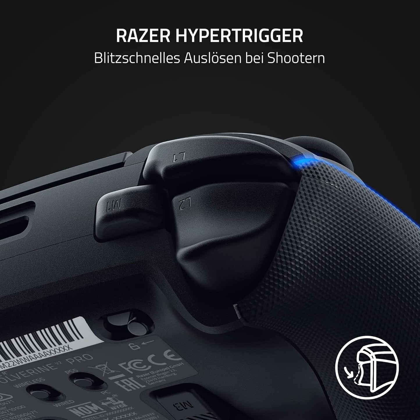 Razer Wolverine V2 Pro - Kabelloser Pro-Gaming-Controller Für PS5 Und PC (Hyperspeed Wireless, Mecha-Tactile-Aktionstasten, 8-Wege-Microswitch-Steuerkreuz, Hypertrigger) Schwarz