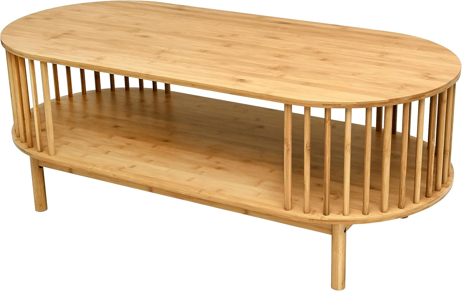 Vaefae Bambus Couchtisch, Holz Couchtisch Für Wohnzimmer, Moderner Couchtische Mit Lagerung