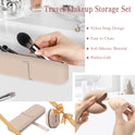 Travel Essentials Make up Tasche Silikon, 1Stk Make up Pinsel Aufbewahrung Und 1Stk Beauty Blender Case, Leicht Zu Reinigen, Weich Und Tragbar, Für Reisen (Khaki)