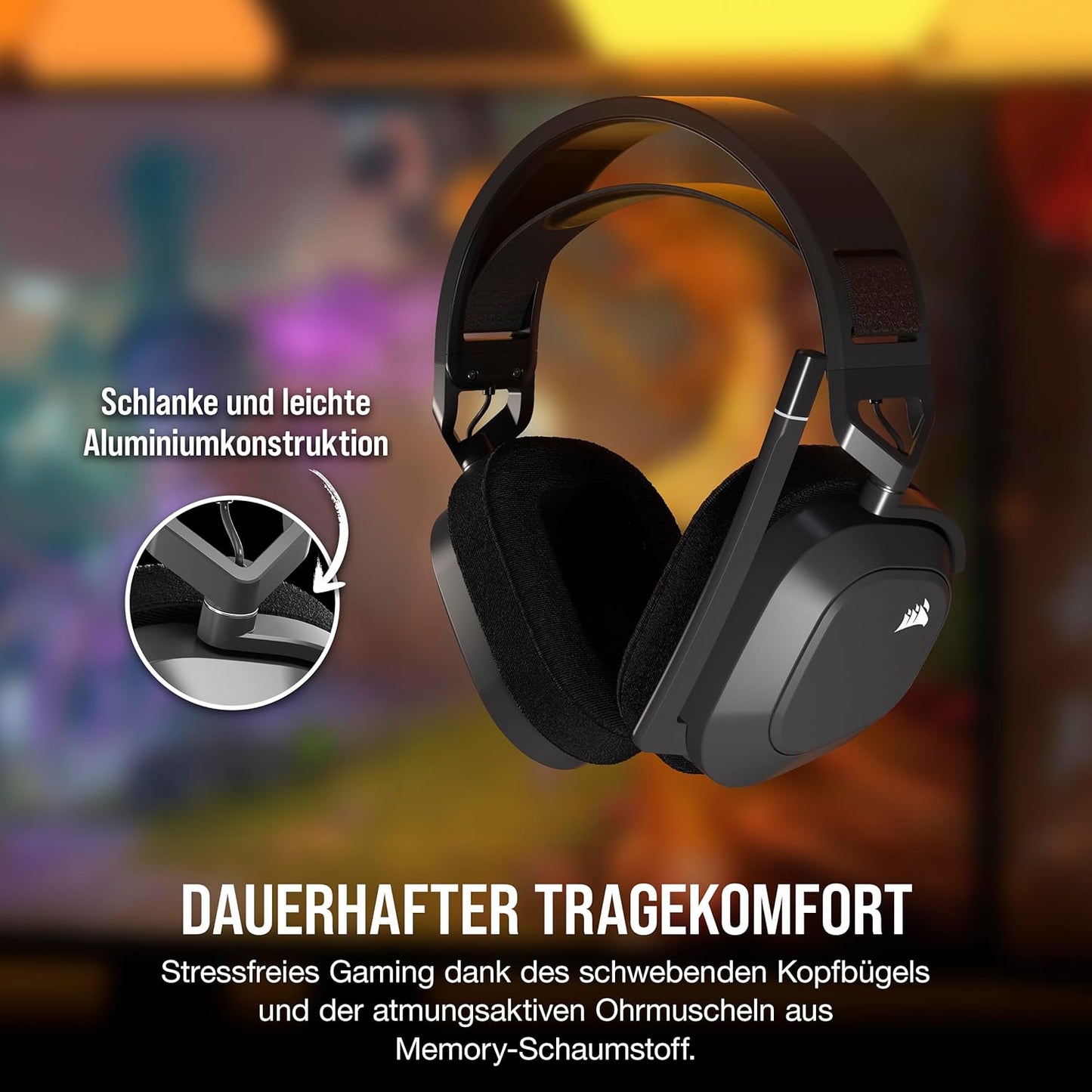 CORSAIR HS80 MAX WIRELESS Multiplattform-Gaming-Headset Mit Bluetooth – Dolby Atmos – Omnidirektionales Mikrofon – Icue-Kompatibel – PC, Mac, PS5, PS4, Switch, Mobil – Stahlgrau