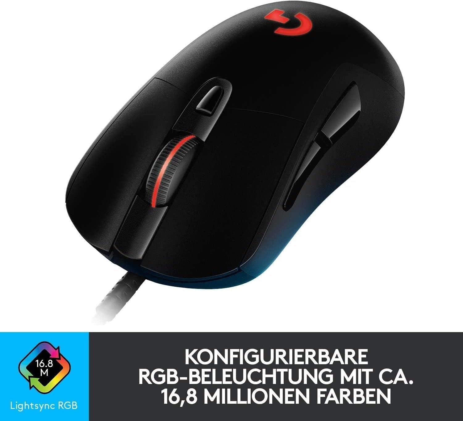 Logitech G403 HERO Gaming-Maus Mit HERO 25K DPI Sensor, LIGHTSYNC RGB, Geringes Gewicht Von 87G Und Optionales 10G Gewicht, Geflochtenes Kabel, Pc/Mac - Schwarz