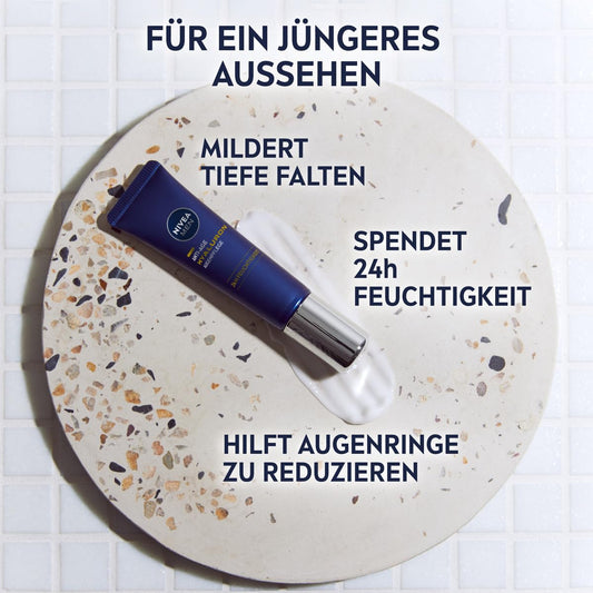 NIVEA MEN Anti-Age Hyaluron Augenpflege, Straffende Augencreme Gegen Falten Und Augenringe, Feuchtigkeitsspendende Augenpflege Mit Hyaluron (15 Ml)