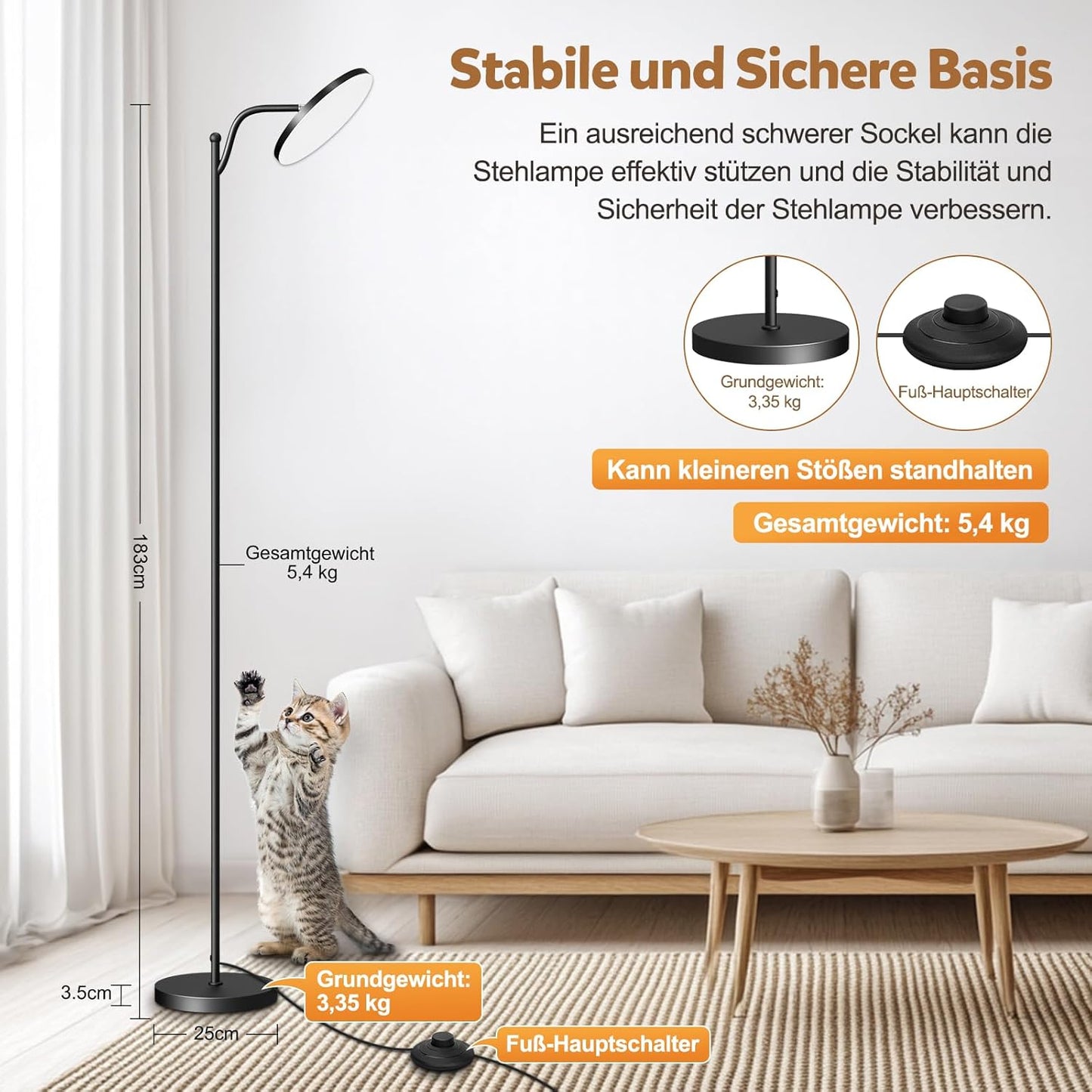 32W Deckenfluter LED Dimmbar 183Cm,3000 Lumen Stehlampe Dimmbar Mit Memory-Funktion,2700K-6500K Leselampe Stehlampen Schwarz,Led Stehlampe 1H Timer Mit Fernbedienung Für Schlafzimmer,Büro