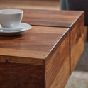 Finebuy Couchtisch 57,5X57,5X30 Cm Sheesham Massivholz Sofatisch Quadratisch, Design Wohnzimmertisch Kaffeetisch Massiv, Kleiner Tisch Wohnzimmer Modern Braun