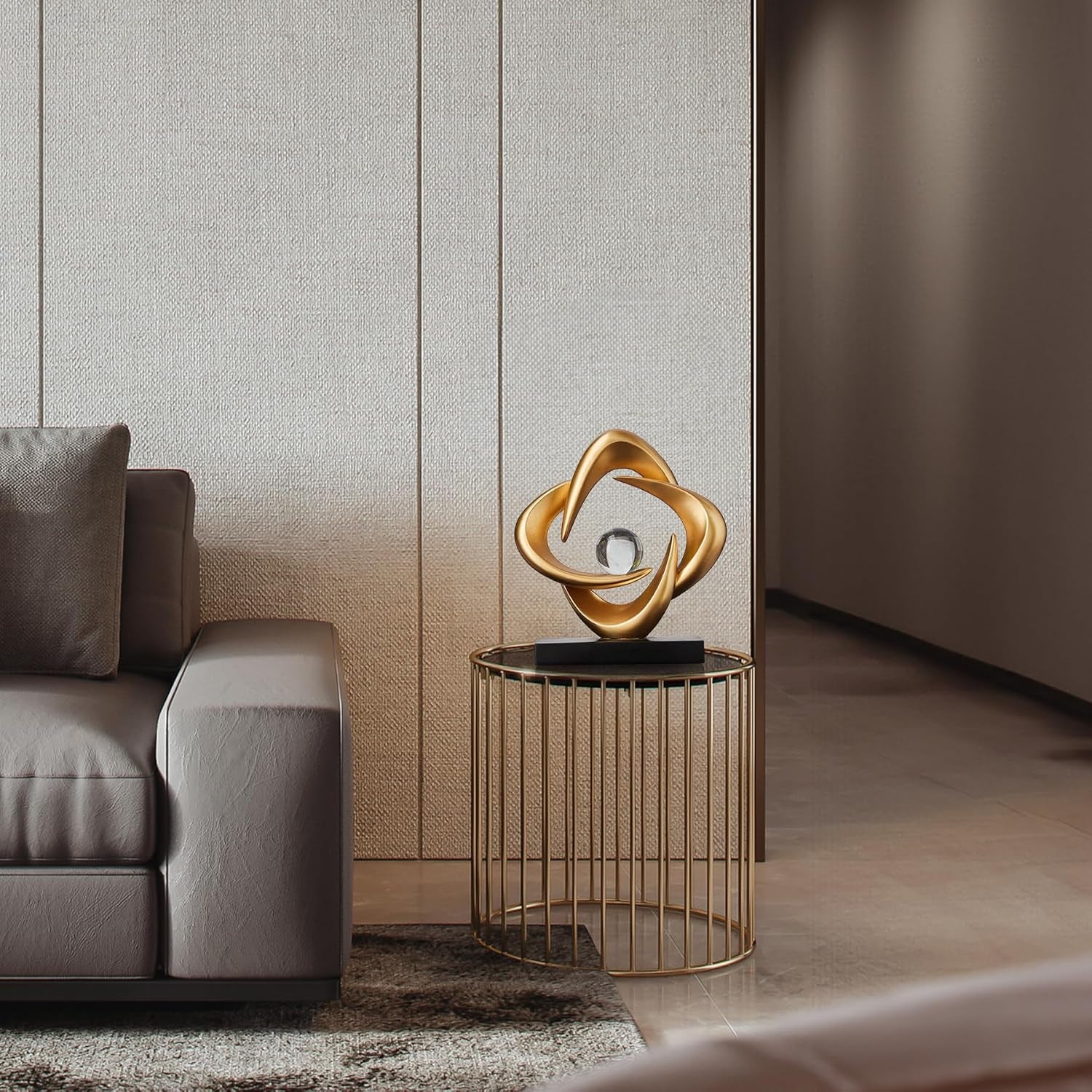 Abstrakte Kunst-Skulptur, Kunstharz, Gold, Dekorative Statue, Moderne Weiße Ornamente Für Wohnzimmer, Dekorativas Modernas Für Couchtisch/Eingang/Büro, Sammlerstücke (Gold)