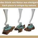 Handgefertigte Vase Aus Geschmolzenem Glas Auf Holz – Recyclingglas Auf Wurzelholz, Nachhaltige Deko Aus Bali, Ca. 30-40 Cm Hoch
