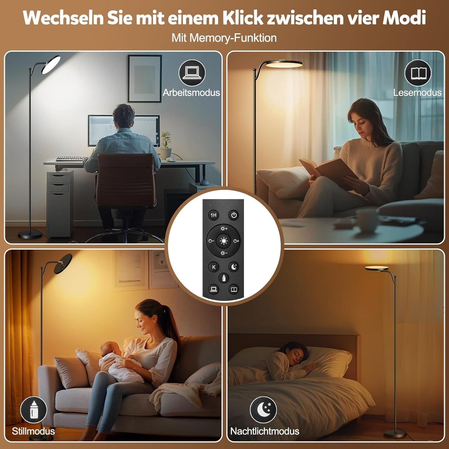 32W Deckenfluter LED Dimmbar 183Cm,3000 Lumen Stehlampe Dimmbar Mit Memory-Funktion,2700K-6500K Leselampe Stehlampen Schwarz,Led Stehlampe 1H Timer Mit Fernbedienung Für Schlafzimmer,Büro