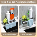 Spülbecken Organizer Küchen Organizer Mit Spültuchhalter- Hängend, Schwarz Kohlenstoffstahl Für Spüle, Abwasch, Spülmittel & Küchenutensilien - Spülablage & Küchenablage Ohne Bohren, Sink Organizer
