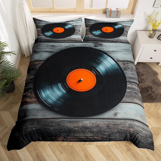 Black Vinyl Records Doppel-Bettbezug, Vintage-Cb-Scheiben-Druck, Trösterbezug, Für Kinder, Jungen, Mädchen, Musci-Vinyl-Bettwäsche-Set, Retro-Dekor, Bettbezug Für Teenager, Damen, Herren, Zuhause