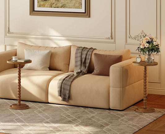 HOOBRO Kleiner Runder Beistelltisch, Getränketisch Mit Beinen Aus Holz, Beistelltisch Couch, Nachttisch, Sofatisch, Cocktailtisch, Für Kleine Räume, Wohnzimmer, Schlafzimmer, Vintagebraun EFG187BZ01