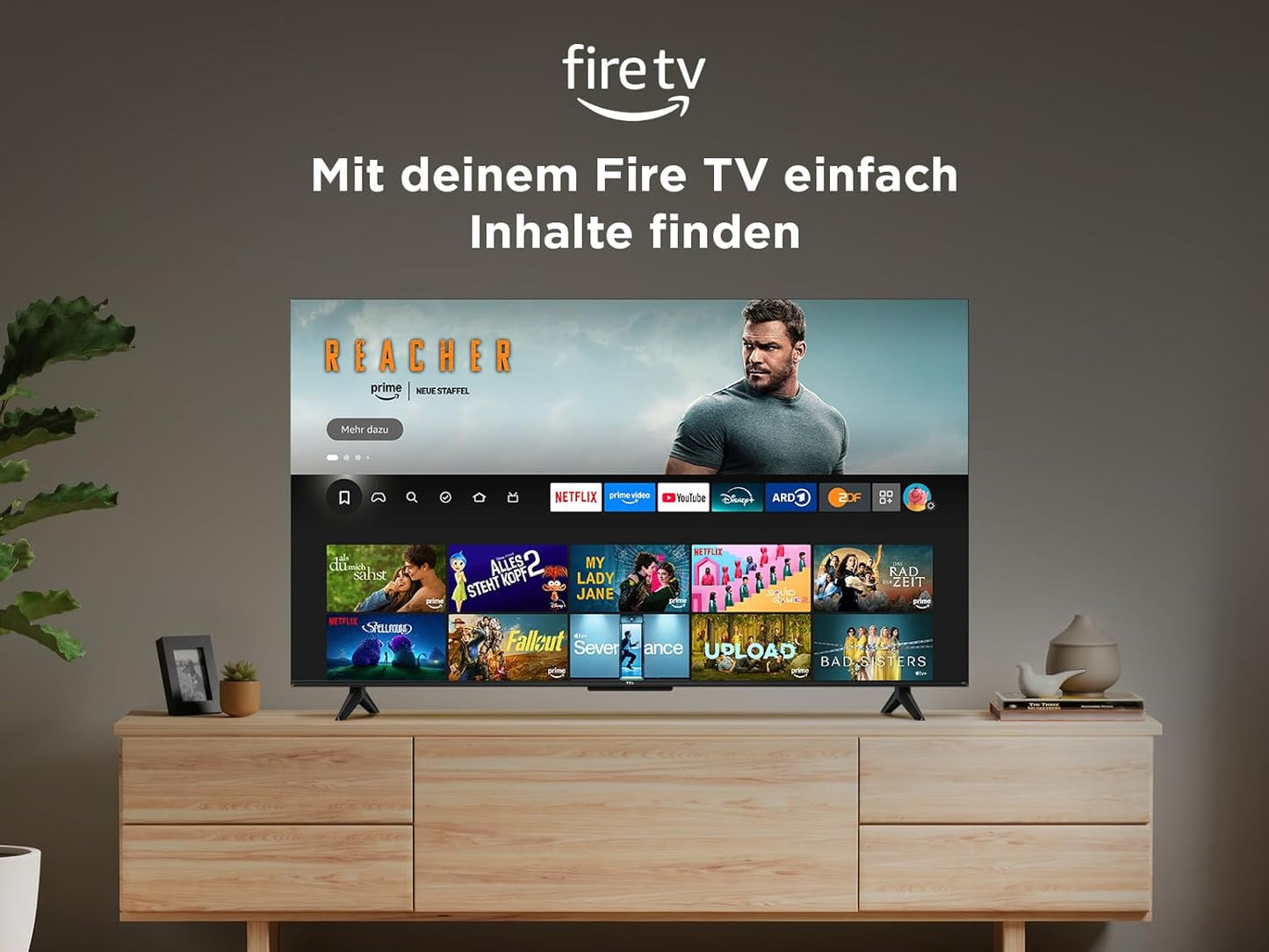 TCL 75T6C 75 Zoll QLED Fernseher, 4K UHD Fire TV, HDR10+, Dolby Vision & Atmos, Smart TV Mit Sprachsteuerung Mit Alexa, Google Cast & Airplay 2, HDMI 2.1