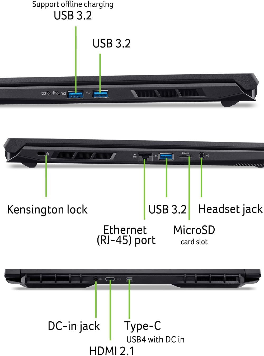Acer Nitro V 17 AI (ANV17-41-R0BS) Gaming Laptop, 17" FHD IPS 144Hz Display, AMD Ryzen 7 260, 16 GB RAM, 1 TB SSD, NVIDIA Geforce RTX 5060, Windows 11, QWERTZ Tastatur, Schwarz