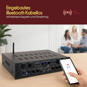 Pyle Bluetooth Stereo Verstärker 500 W – 4-Kanal Mini Receiver Mit USB, AUX, Fm-Radio, Subwoofer RCA & Mikrofoneingang Mit Echo Kabelloses Streaming, Für Heimkino, Studio & Pa-Anlage