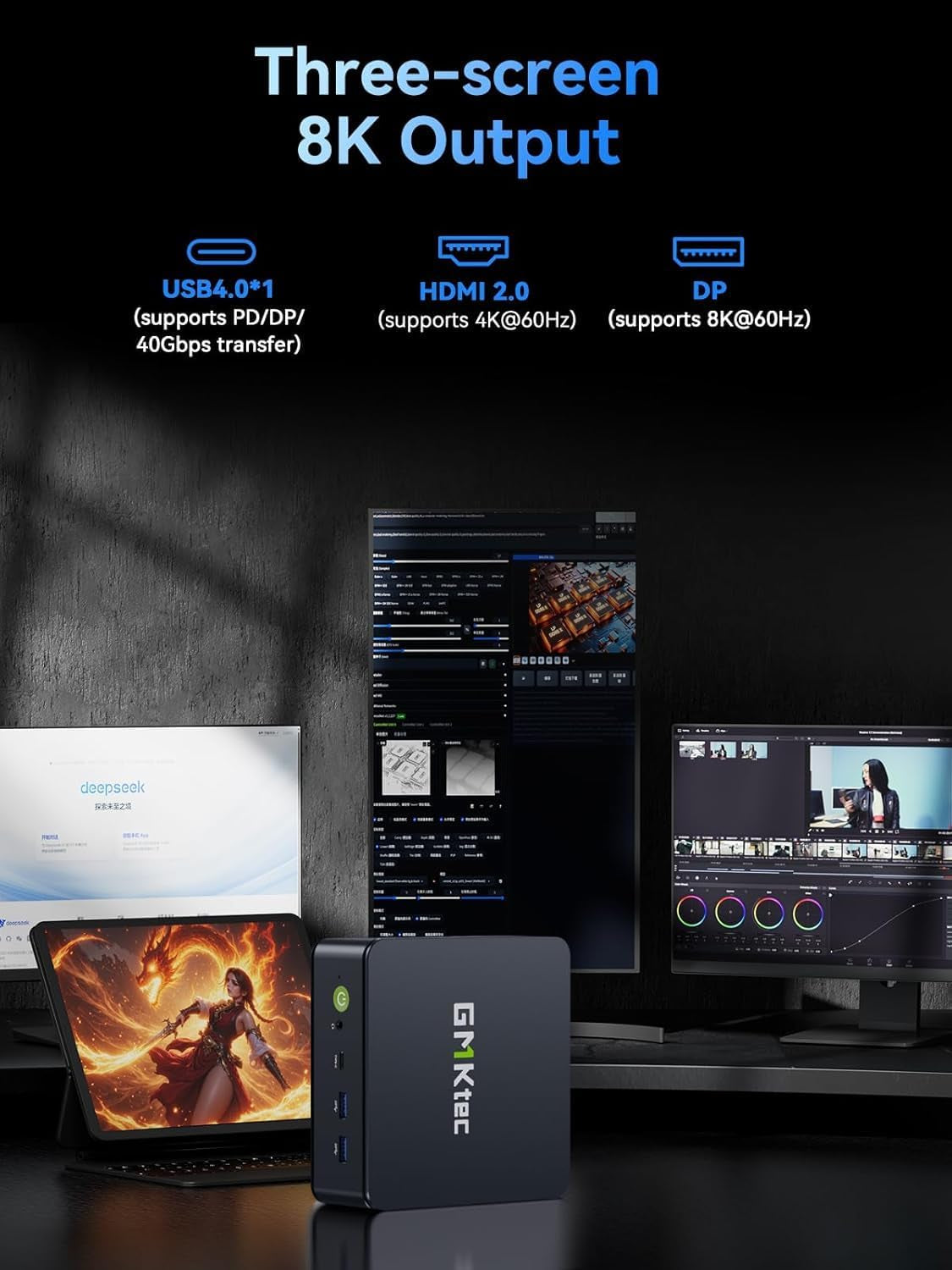 Gmktec M6 Ultra Gaming Mini-Pc Ryzen 7640HS (Upgrade Von 6600H/6800U), 32GB DDR5 RAM 512GB SSD, Dual NIC LAN 2.5Gbe Desktop-Pc Für Büro & Zuhause, Triple 4K Display, Wifi 6, USB4, BT 5.2/DP/HDMI 2.0