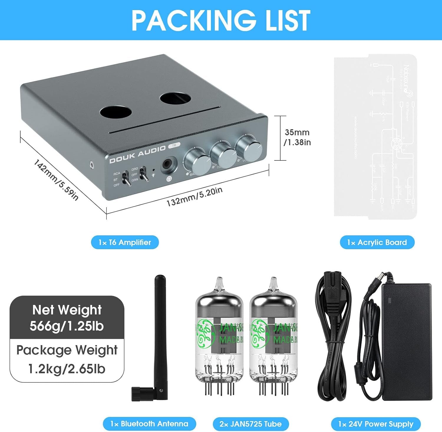 Hifi Bluetooth 5.1 Röhrenverstärker Tube Stereo Amplifier Audio Empfänger Röhren Kopfhörer Verstärker 80W×2