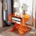 Acryl Nachttisch Beistelltisch, Modernes Design Clear Home Decor Display Endtisch (Orange)