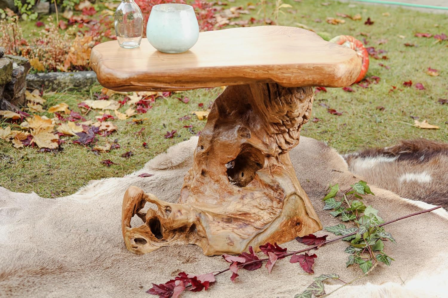 Windalf Rustikaler Couchtisch Juna 61 Cm Garten & Balkon Beistelltisch Handarbeit Wurzelholz