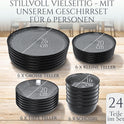 Steingut Geschirrset 6 Personen Ibiza 24 Tlg. TESTSIEGER, Traumhaftes Mediterranes Steingut Geschirr Set, Schüssel- Und Teller Set, Tafelservice 6 Personen, Geschirrsets Pure Living in Grau