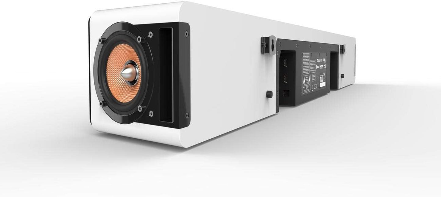 Teufel CINEBAR Ultima - Leistungsstarke Soundbar 380 Watt, Eingebauter Xxl-Subwoofer, Dynamore Ultra, Dolby Audio, Bluetooth Aptx, Bassrefex, HDMI 3D ARC CEC‌ - Weiß