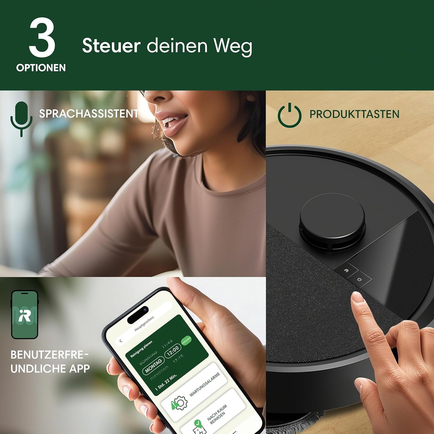 Irobot Roomba plus 405 Combo Robot + Autowash Dock Saugroboter Mit Wischfunktion - Clearview Lidar - 7000Pa - Dualclean Wischpads - Smartscrub - Teppicherkennung - 75 Tage Entleerung - Schwarz