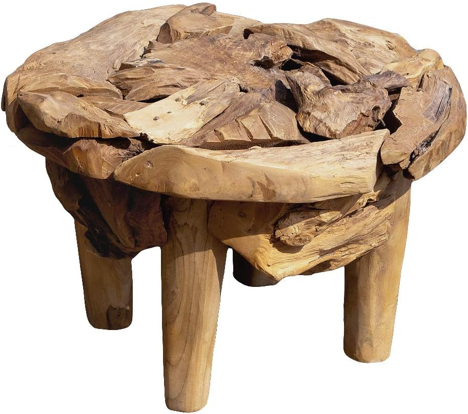Teak Couchtisch Bosco-60Cm Natural Massivholz Teakwurzel Wohnzimmertisch Tisch