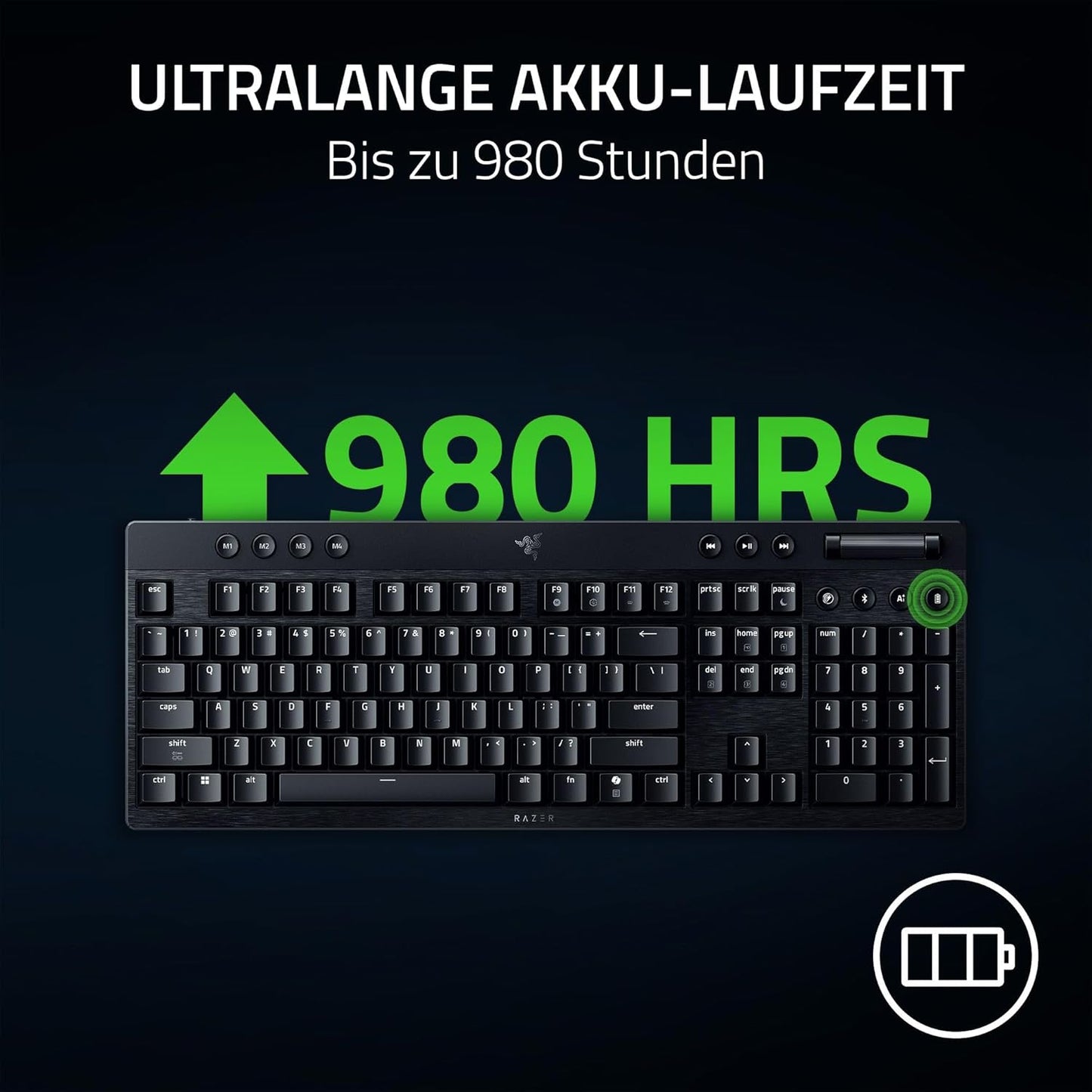 Razer Blackwidow V4 Low-Profile Hyperspeed - Kabellose, Flache Mechanische Gaming-Tastatur (Hyperspeed Wireless & BT, Multifunktionaler Drehregler & 11 Funktionstasten) Orange Switches | De-Layout
