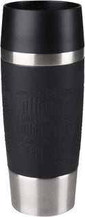 Emsa Travel Mug Classic Thermobecher, 360 Ml, Isolierbecher Hält 4H Heiß, 8H Kalt, 100 Prozent Dicht, Auslaufsicher, Quick-Press-Verschluss, 360 Grad-Trinköffnung, Kaffeebecher to Go, Schwarz, 513361