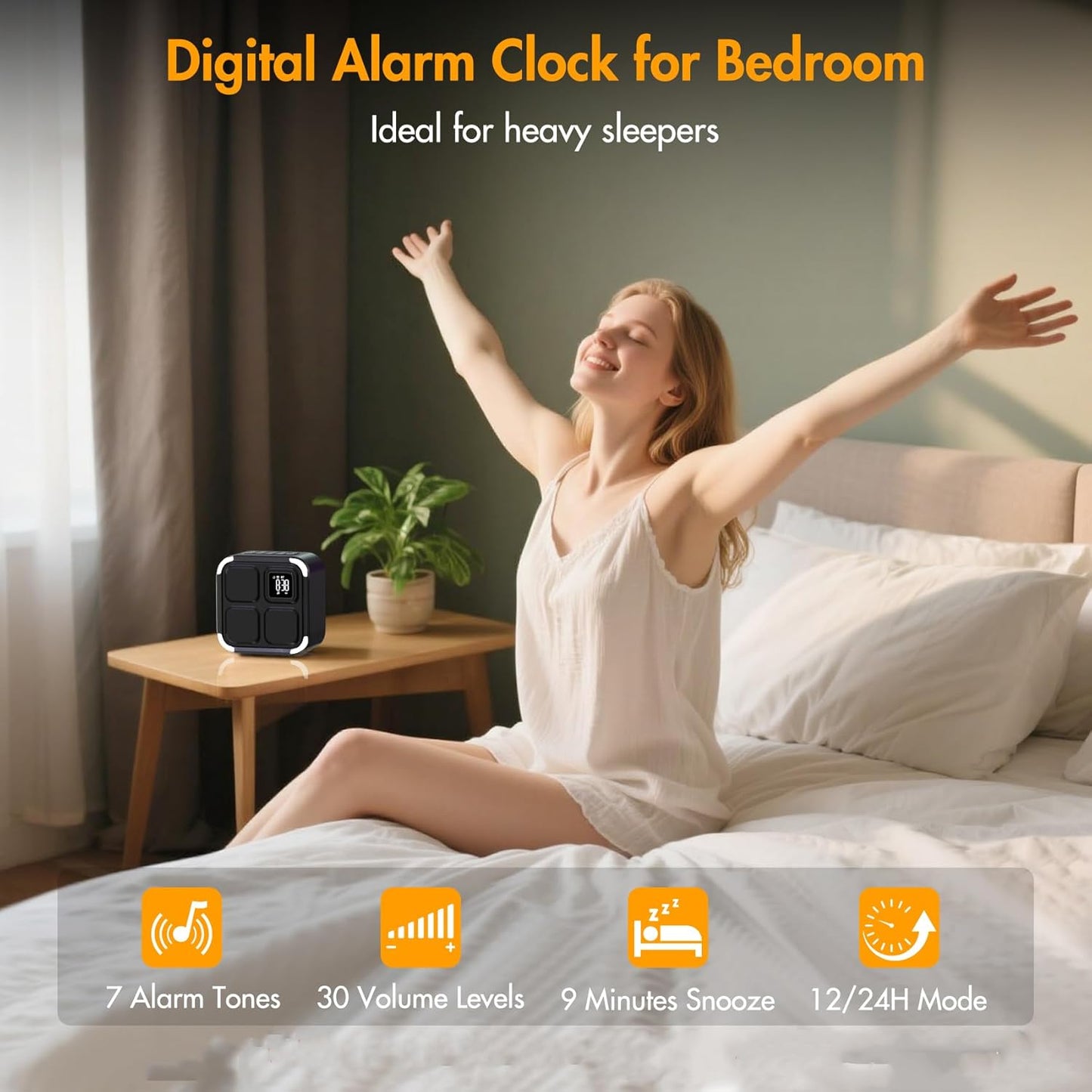 Bluetooth Lautsprecher Mit Wecker 30 Natural Sounds | 5-In-1: Nachtlicht, Tischuhr, Schlaf Timer, LED Lichtshow, Lange Akkulaufzeit, Geschenk Für Frauen Und Männer, Mädchen Und Junge