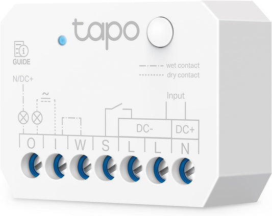 Tapo S110E WLAN Und Bluetooth Smart Relaisschalter, Dry/Wet Contact, 1 Kanal, 10A, Lichtschalter, Garagentoröffner, Energieerfassung, Kompatibel Mit Alexa, Matter, Kein Hub Erforderlich