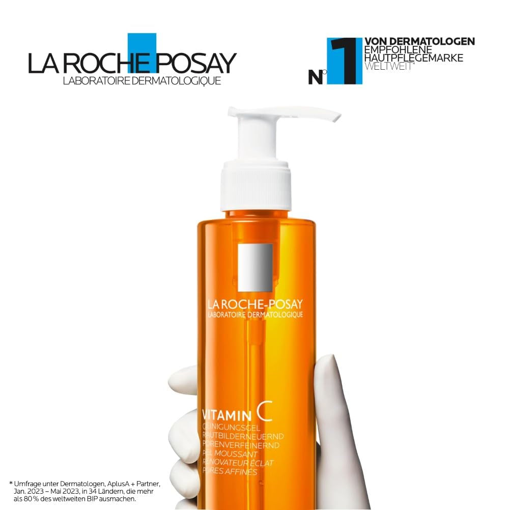 La Roche Posay Pure Vitamin C Purifying Cleanser, Klärende Gesichtsreinigung Mit Vitamin C, Für Empfindliche Haut, Feuchtigkeisspendend, Ölfrei, Nicht-Komedogen, 200 Ml