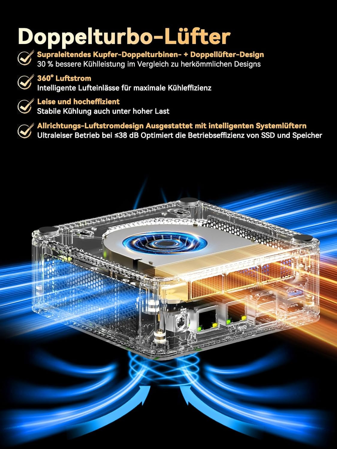 Gmktec Mini PC Ryzen 5 7640HS (Stärker 6800H) Mit Grafikkarte AMD 760M, 16GB DDR5 RAM 512G Pcie3.0 SSD, M6 Ultra Gaming Mini PC Mit Dual 2.5G Lan/Wifi 6E/Triple 4K Display/Usb 4.0 Für Spiele Und Büro