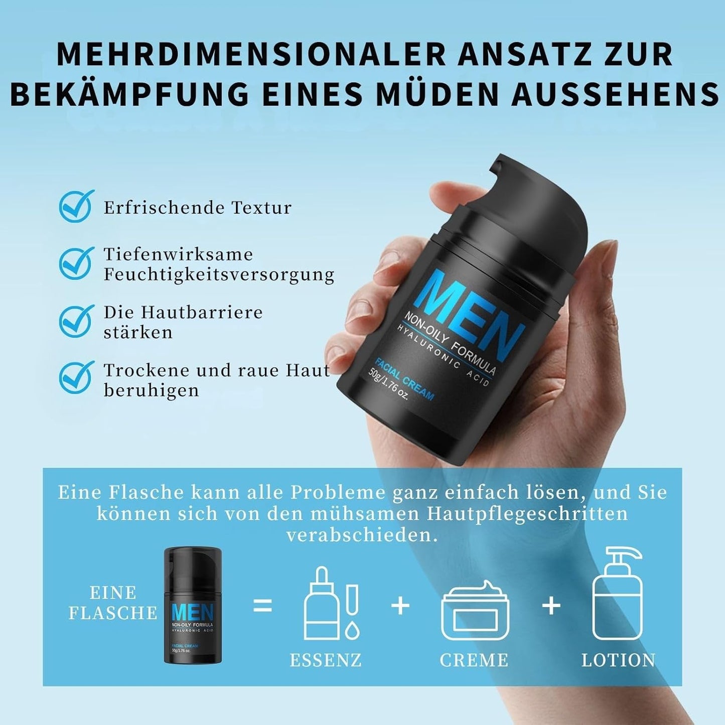 Gesichtspflege Set Männer - Korean Skincare Set Mit Gesichtsreiniger, Serum, Augencreme, Feuchtigkeitscreme - Pflegeset Männer Für Tägliche Routine - Geschenke Für Männer,