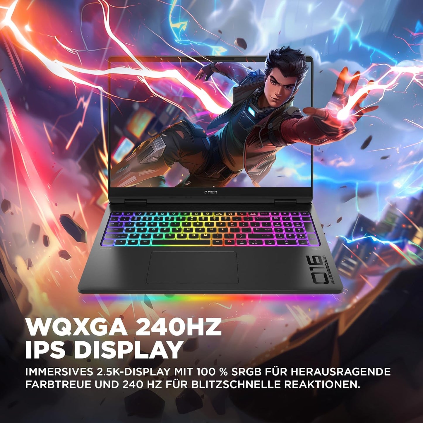 Omen MAX Gaming Laptop, 16 Zoll WQXGA Display 240Hz, AMD Ryzen AI 7 350 (8C) 50 NPU Tops - Bis Zu 5.0 Ghz, NVIDIA Geforce RTX 5070 Ti 12GB VRAM, 32 GB RAM, 1 TB SSD, Win 11, QWERTZ, RGB Light, Schwarz