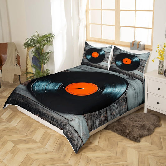 Black Vinyl Records Doppel-Bettbezug, Vintage-Cb-Scheiben-Druck, Trösterbezug, Für Kinder, Jungen, Mädchen, Musci-Vinyl-Bettwäsche-Set, Retro-Dekor, Bettbezug Für Teenager, Damen, Herren, Zuhause
