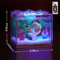 Kampffisch Aquarium Klein Komplettset, 1 L Aquarium Set Komplett Mit LED- Beleuchtung, Weißem Kies, Künstlichen Korallen Und Wasserpflanzen
