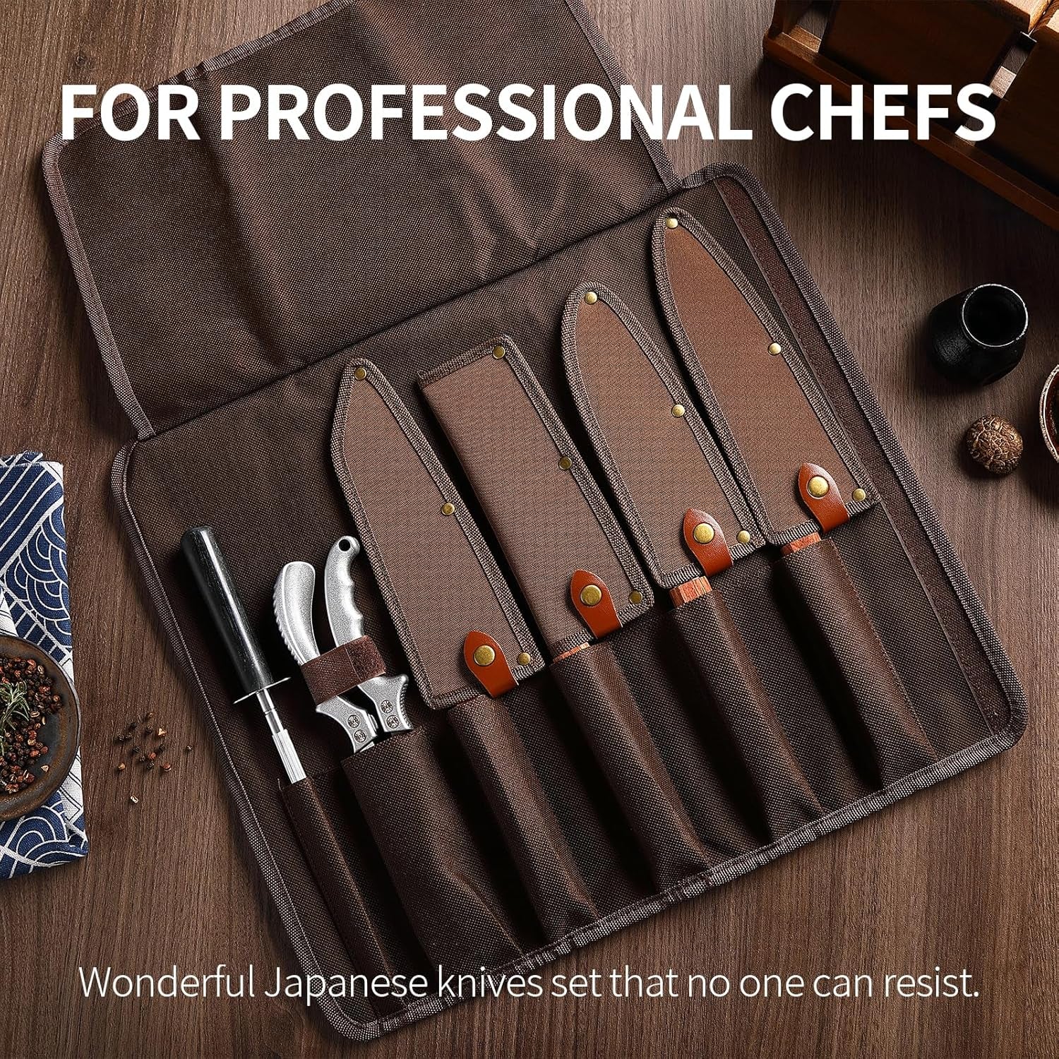 Japan Messer-Set, Hochkohlenstoffstahl Japan Nakiri Santoku Messer, Handgeschmiedetes Fleisch-Hackmesser Mit Zubehör Für Die Küche, Camping Und BBQ, Messer-Set Mit Tragetasche