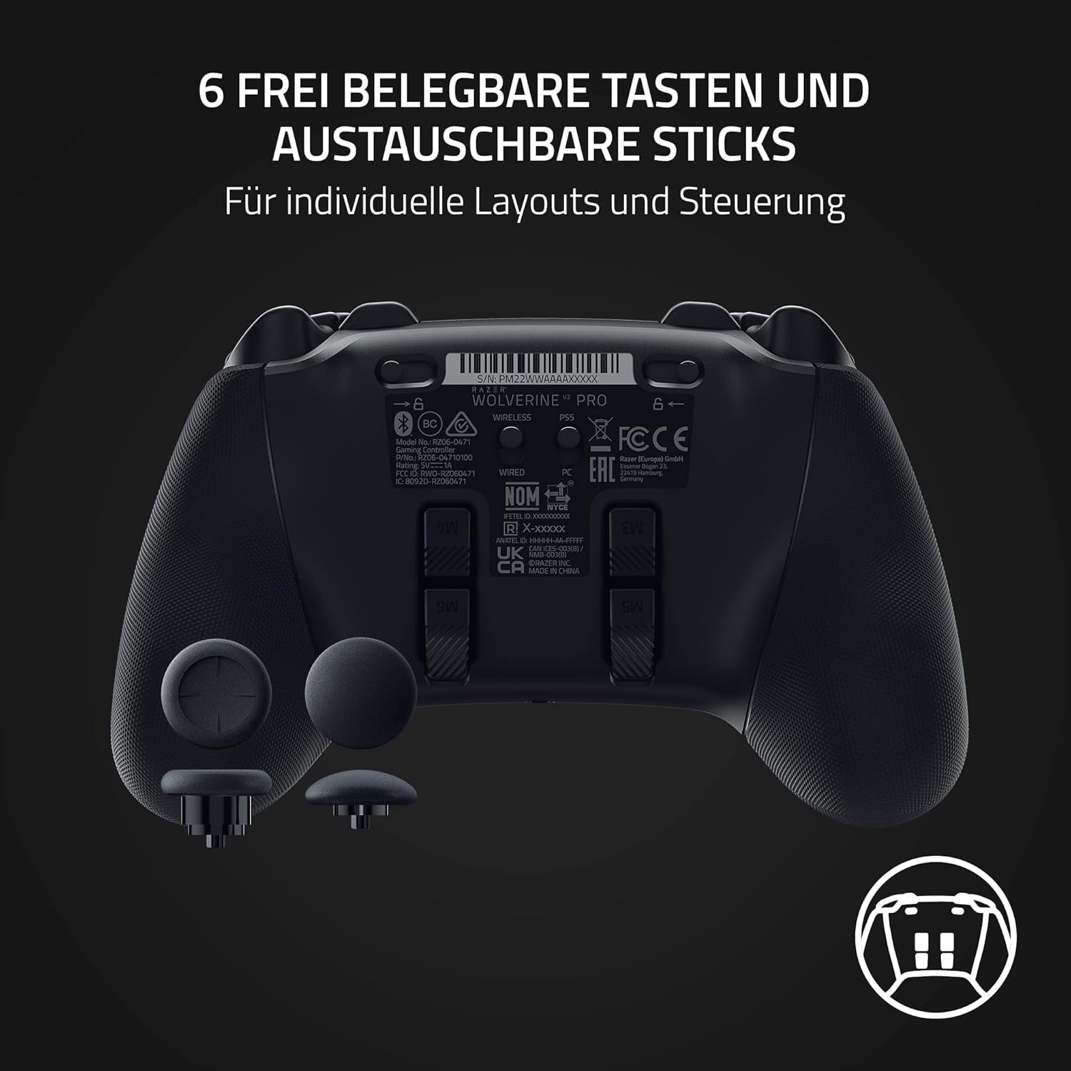 Razer Wolverine V2 Pro - Kabelloser Pro-Gaming-Controller Für PS5 Und PC (Hyperspeed Wireless, Mecha-Tactile-Aktionstasten, 8-Wege-Microswitch-Steuerkreuz, Hypertrigger) Schwarz