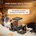 Oneisall 5L Futterautomat Katze 2 Näpfe, Katzenfutter Automat Mit Einem Knopf, Einfache Bedienung, Futterspender Für Katzen/Hunde, Mit Edelstahlschüssel, Voice Recorder, Für Kleine/Mittlere Haustiere