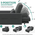 YITAHOME Schlafsessel Mit Bettfunktion 192×88, 3-In-1 Ausziehbares Schlafsofa, Verstellbares Einzelsessel Mit Kissen Und Seitentasche, Sofa Mit Schlaffunktion Für Wohnzimmer Wohnung, Dunkelgrau