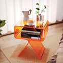 Acryl Nachttisch Beistelltisch, Modernes Design Clear Home Decor Display Endtisch (Orange)
