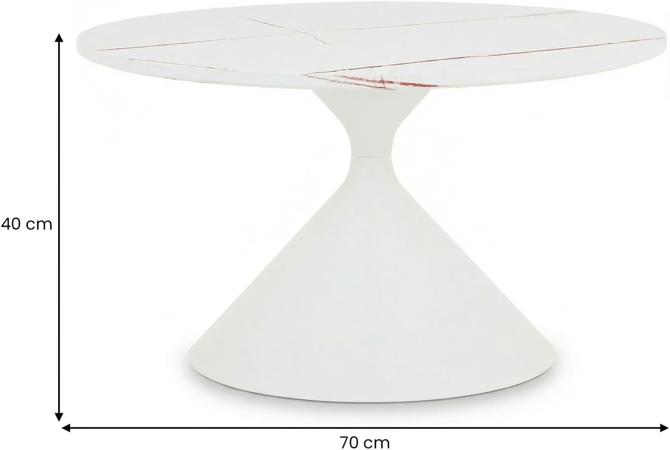 IDIMEX Couchtisch ISOMA Rund Ø70Cm, Weiß – Moderner Wohnzimmertisch Mit MDF in Steinoptik Und Stabilem Metallgestell Mit Pulverbeschichtung Ideal Als Beistelltisch Für Sofa Oder Lounge