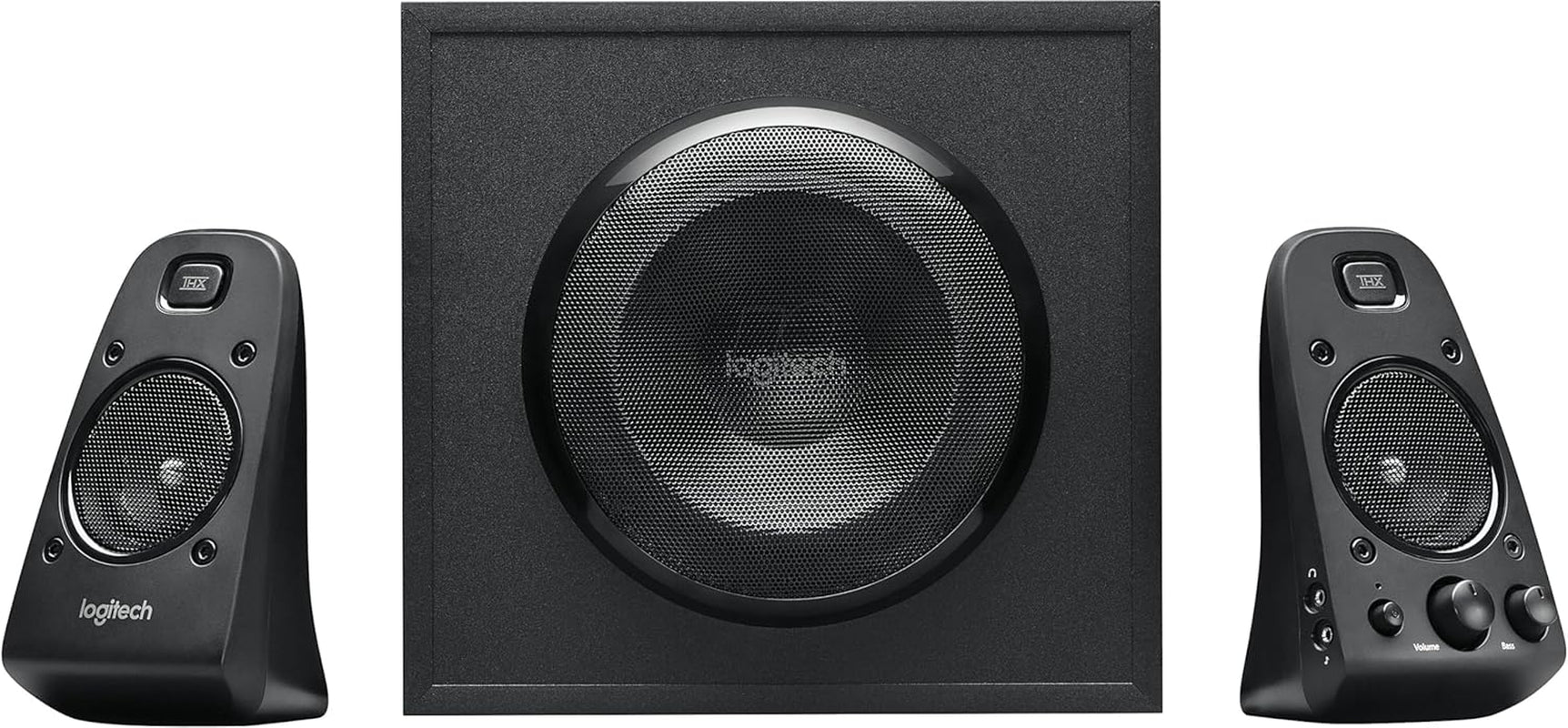 Logitech 980-000403 Lautsprechersystem Mit Subwoofer, THX Audio Zertifiziert, 400 Watt Spitzenleistung, Starke Bässe, Multi-Geräte PC / PS4 / Xbox / TV / Handy / Tablet, Schwarz, 3,5 Mm Eingänge