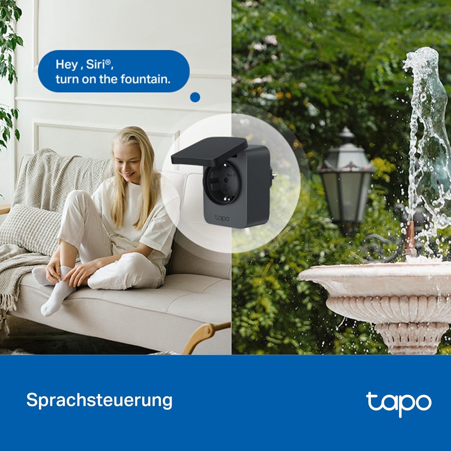 Tapo P410M WLAN Outdoor Steckdose, Smart Home Plug Mit Stromzähler, IP54, Funktioniert Mit Alexa, Google Assistant, Siri, Smartthings & Matter, Fernsteuerung, Zeitplan, 2,4 Ghz WLAN, 3680W/16A