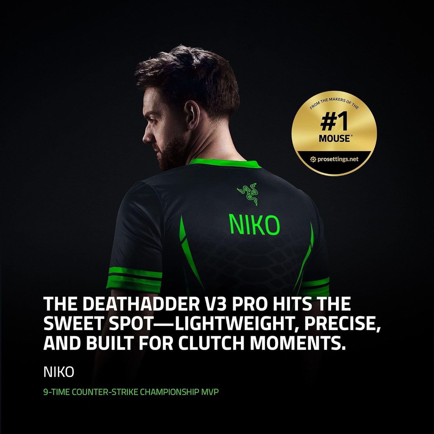 Razer Deathadder V3 Pro Wireless Gaming Maus + Hyperpolling Wireless Dongle: 63G Ultra Lightweight - Focus Pro 30K Optical Sensor - Optical Switches Gen-3-5 Programmierbare Tasten - Schwarz